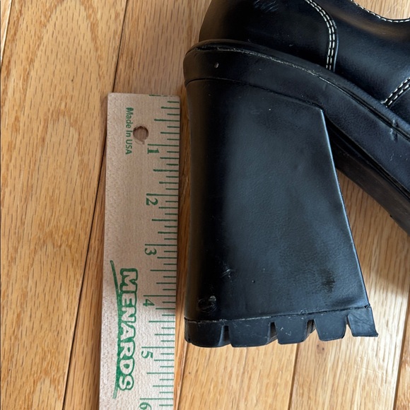 Vintage Y2K Black lace up Oxfords  Platform Chunky heel Grunge whimigoth SZ 9 - Picture 10 of 11